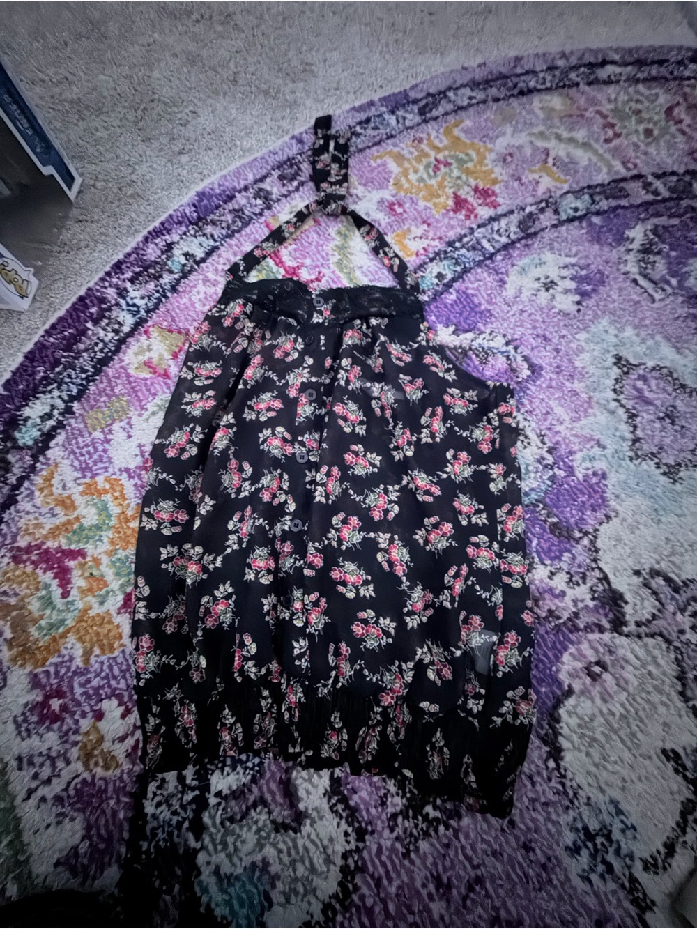 Floral Black Halter Skirt